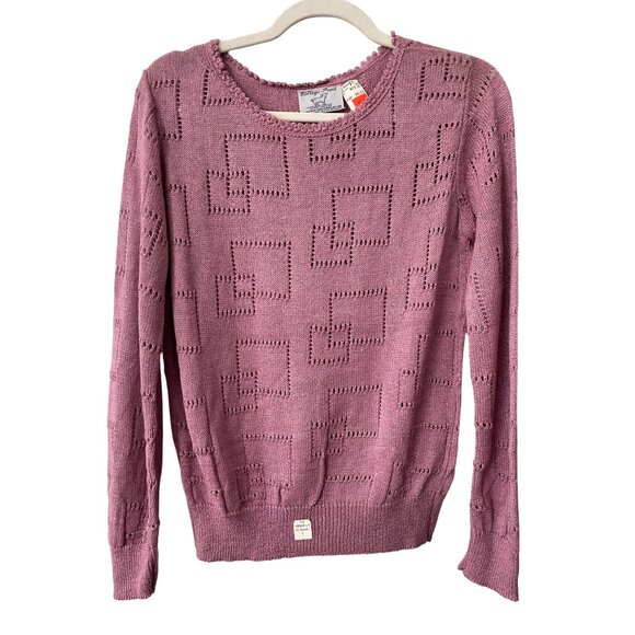 Vintage 80s College Point Open Weave Sweater Size Small Crewneck Deadstock NEW - Picture 1 of 6